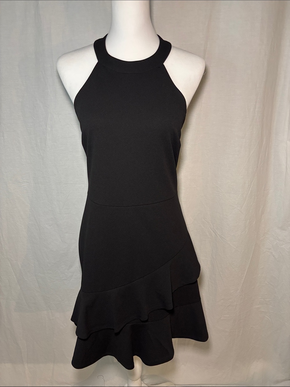 City Triangles Black Halter Backless Ruffle Dress (81)